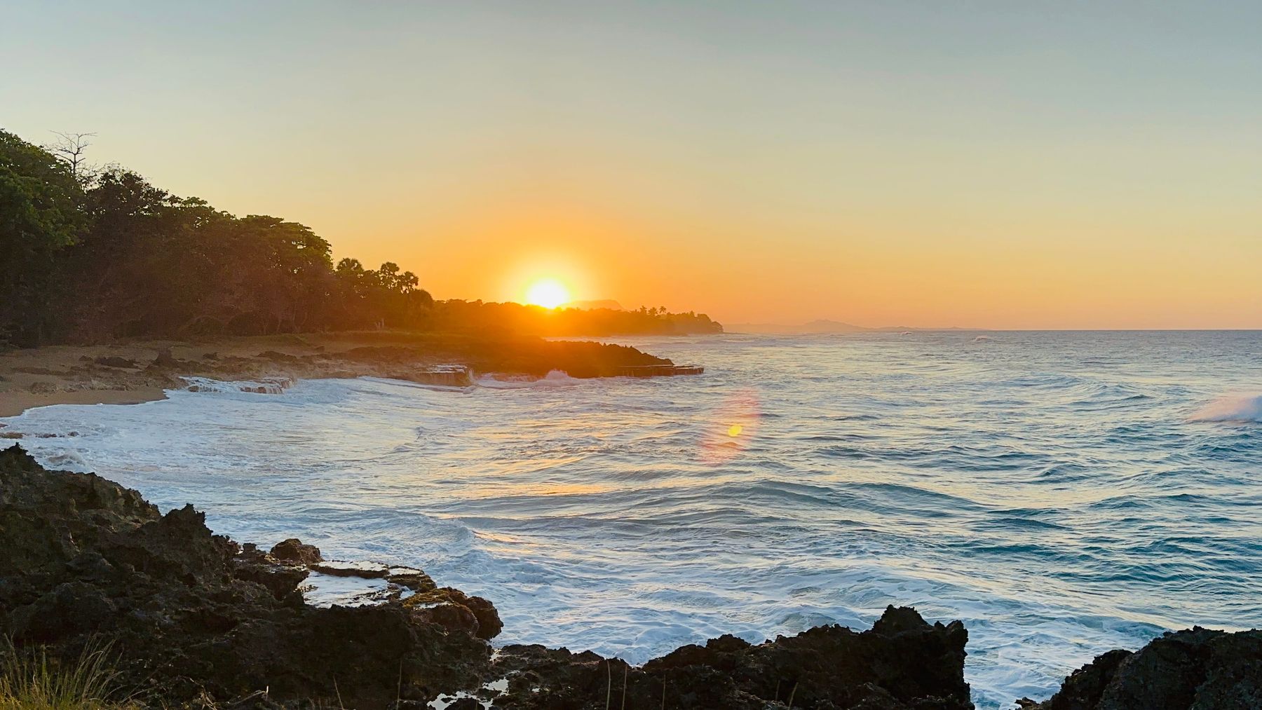 Sunset over the ocean from the villa